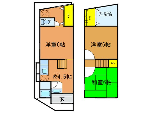 守口市金田町一丁目貸家の物件間取画像